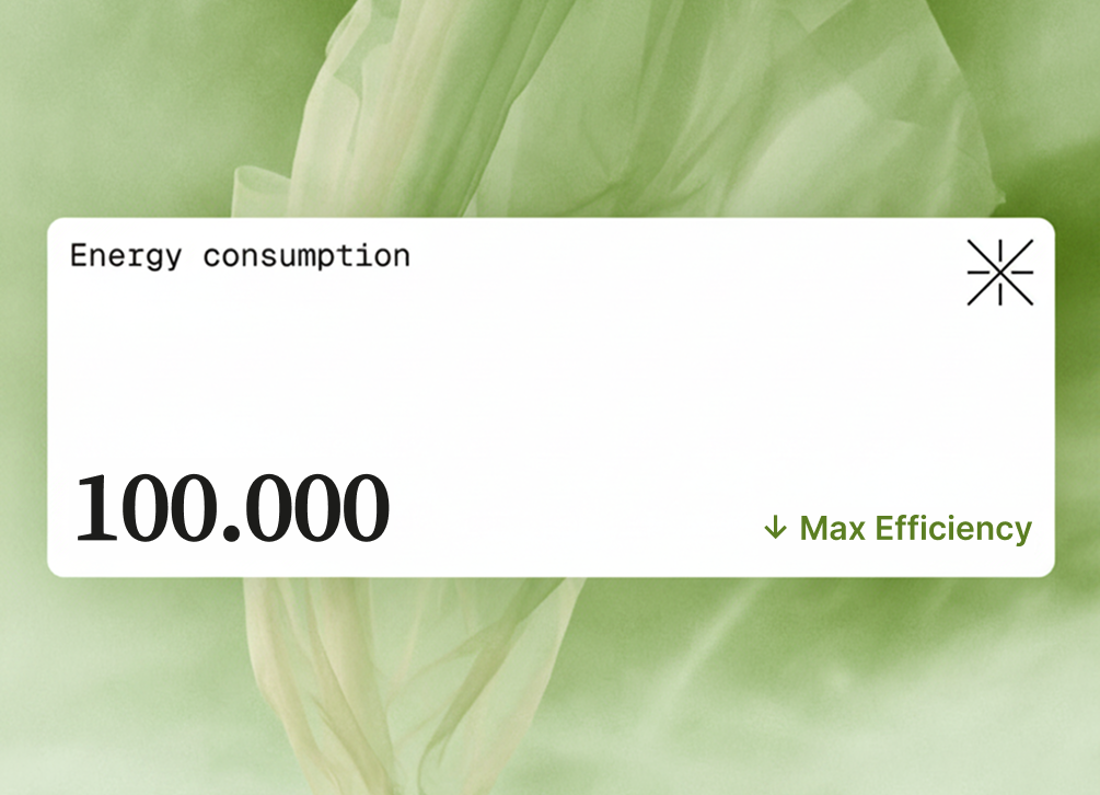 UI card displaying energy consumption data on a light fabric background